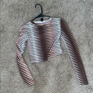 Striped Brown and White Long Sleeve Top